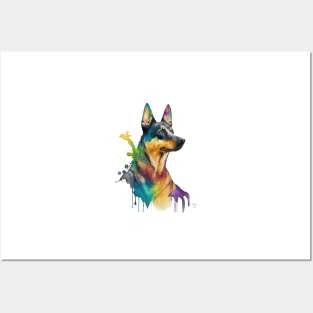 Australian Kelpie Dog In Watercolor & Pen Posters and Art